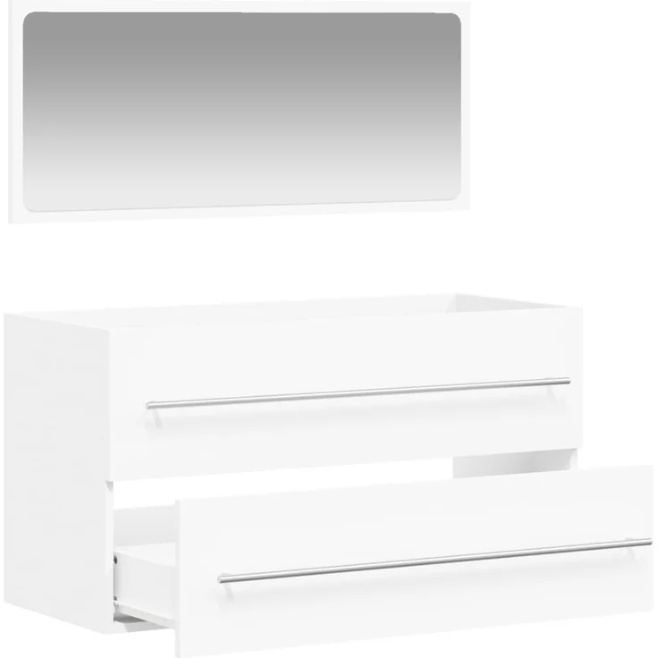 vidaXL Badschrank mit Spiegel Weiß Holzwerkstoff 833879 – Bild 4