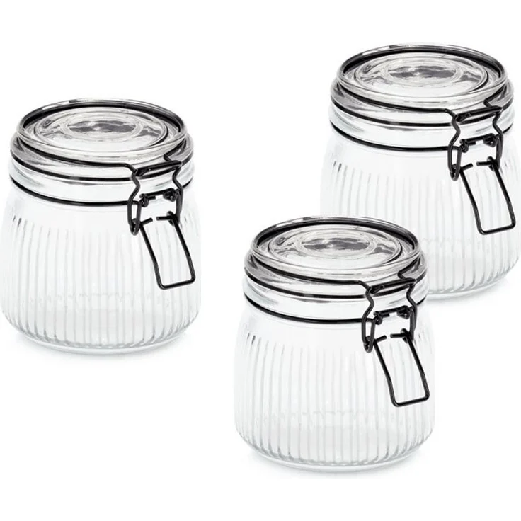 Zeller Present Vorratsglas mit Bügelverschluss, 3-tlg, Glas, Metall, (Set, 3-tlg), luftdicht, schützt vor Feuchtigkeit – Bild 2