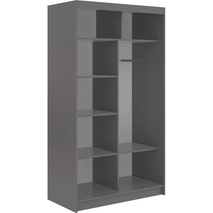 Schwebetürenschrank VERONA mit großer Spiegelfront, moderner Kleiderschrank, Breite 120 cm - Grau, inkl. Innenausstattung – Bild 4