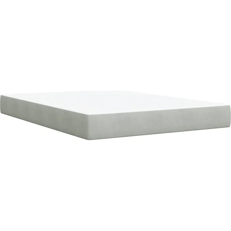 vidaXL Boxspringbett mit Matratze Hellgrau 140x200 cm Samt 3287758 – Bild 7