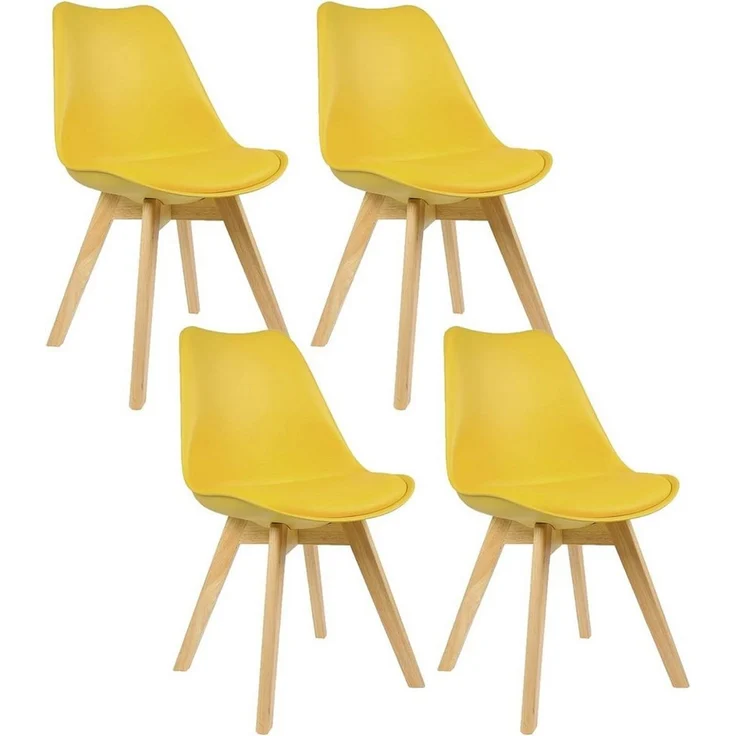 Woltu Esszimmerstuhl (Set, 4 St), Polsterstuhl Bezug Kunstleder, Massivholz – Bild 5