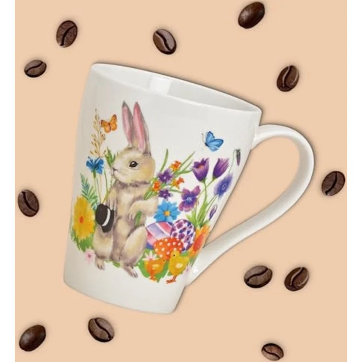 matches21 HOME & HOBBY Tasse Kaffeetassen 2er Set Ostern Frühling Osterhase Blumen, 2-tlg, Porzellan, Tee, Kaffee-Becher, klassisch, weiss bunt, 350 ml – Bild 4