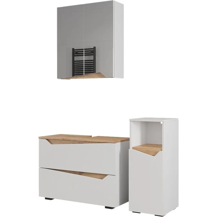 Badmöbel-Set Marelle Weiß/Artisan-Eiche 3-teilig Vicco – Bild 1