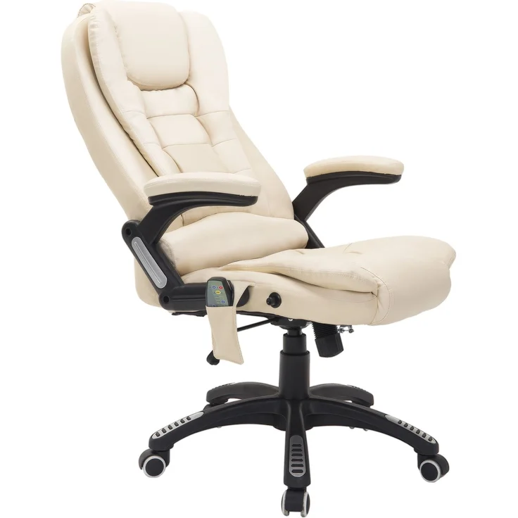 JARDJ Höhenverstellbarer Büromassagestuhl mit 6 Massagepunkten, PU, 62 x 68 x 111–121 cm, Beige – Bild 2