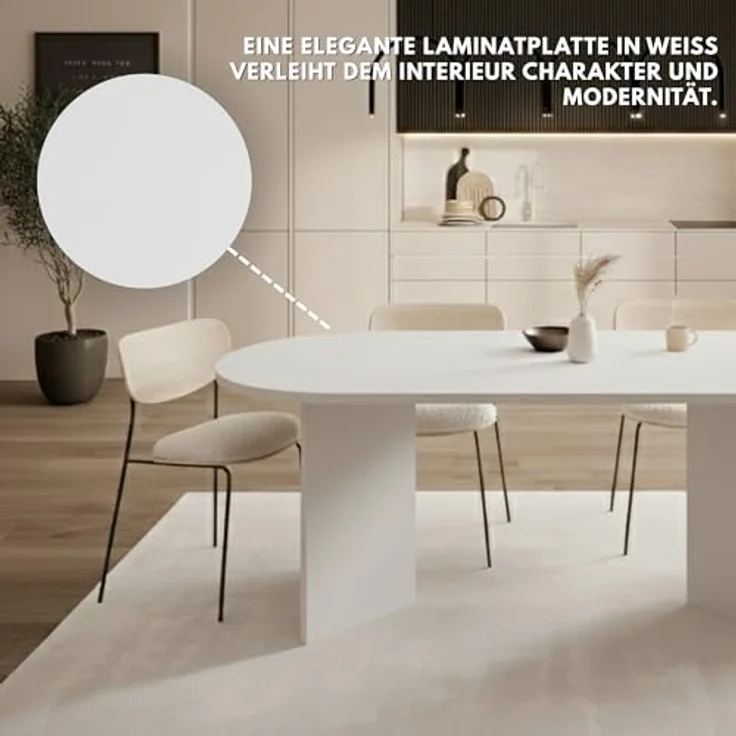 Selsey 'Ovo' Esstisch oval, Weiß, ca. 75 x 90 x 203,6 cm – Bild 5