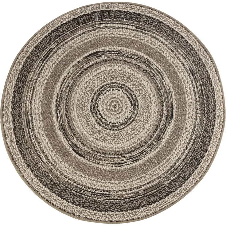 Karat Outdoorteppich | Zoe | 7 Farben | Rund | Beige-Grau / Rund 120 cm Durchmesser