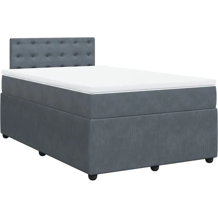 vidaXL Boxspringbett mit Matratze Dunkelgrau 120x200 cm Samt 3287723 – Bild 2