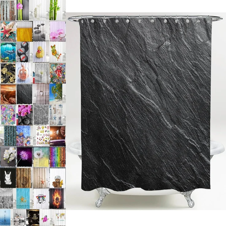 Sanilo Duschvorhang Granit 180 x 200 cm, 100% wasserdicht, Anti-Schimmel-Effekt, hochwertige Qualität – Bild 1