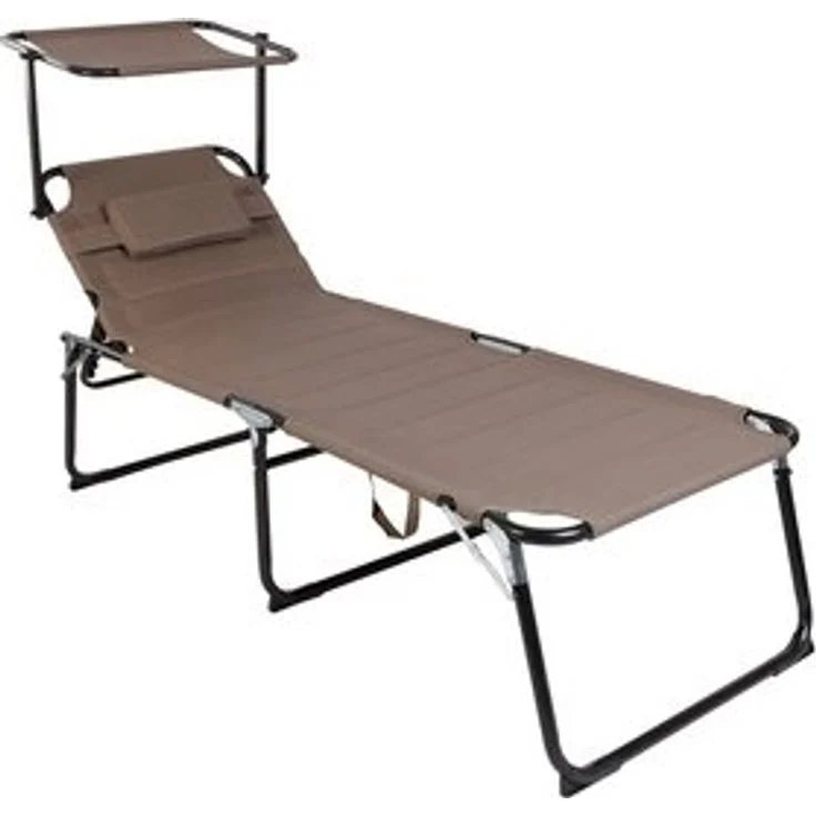XXL Aluminium Gartenliege Sonnenliege Liege taupe mit Dach L200xB70cm – Bild 4