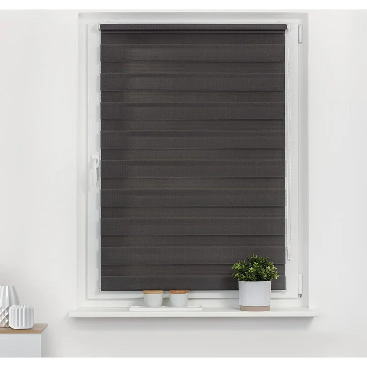 Lichtblick Sonnenschutzsysteme GmbH Doppelrollo Kopenhagen 70 cm x 220 cm (BxL) Anthrazit modernes Duo Rollo; Klemm- und schraubbar; Lichtdurchlässig und blickdicht – Bild 3