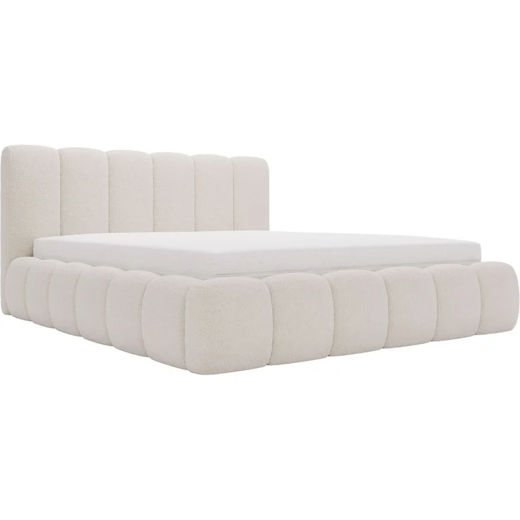 GRAINGOLD Cloud Bett 160x200, Polsterbett ohne Bettkasten, Bouclé-Stoff, mit Lattenrost, Beige – Bild 2