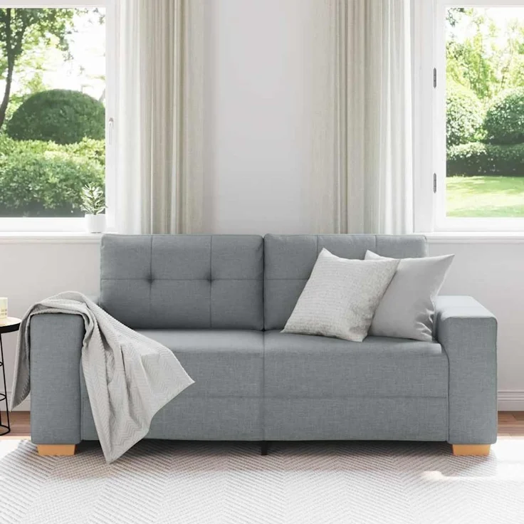 vidaXL Zweisitzer-Sofa Hellgrau 180x77x82 cm Stoff 4105078 – Bild 3