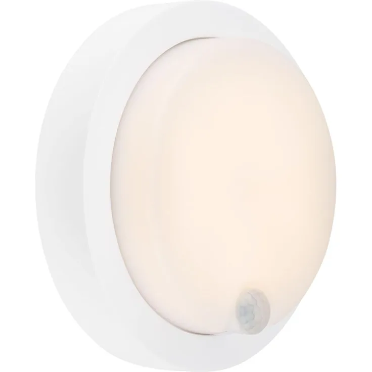 BRILONER – Außenlampe mit Bewegungsmelder, Wandlampe mit Akku, Wandleuchte ohne Stromanschluss, Aussenlampe Wand, Akku Lampe, Warmweißes Licht, Weiß, 170x55 mm (DxH)