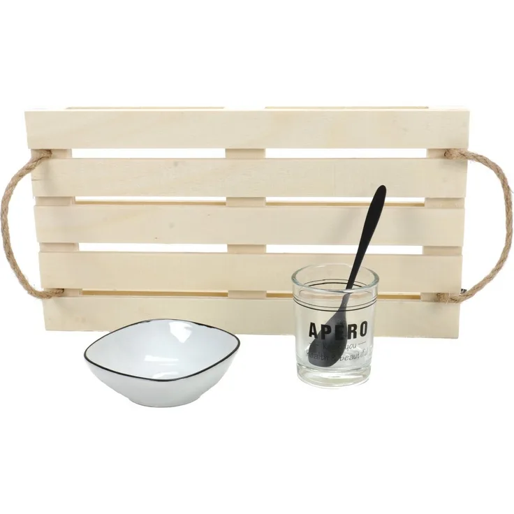 Bubble-Store Snackschale 10-teiliges Appetizer Set, Holz, Glas, Keramik, (Tablett, Schalen, Gläser), Snackschale-Set
