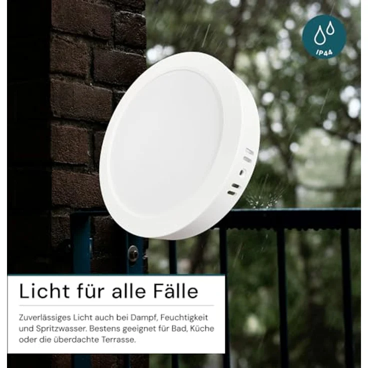 LUXULA LED Aufbauspot flach Weiß, 24W 2400lm, IP44, CCT 3000K-6000K einstellbar, Deckenlampe für Bad, Küche, Flur & Wohnzimmer – Bild 4