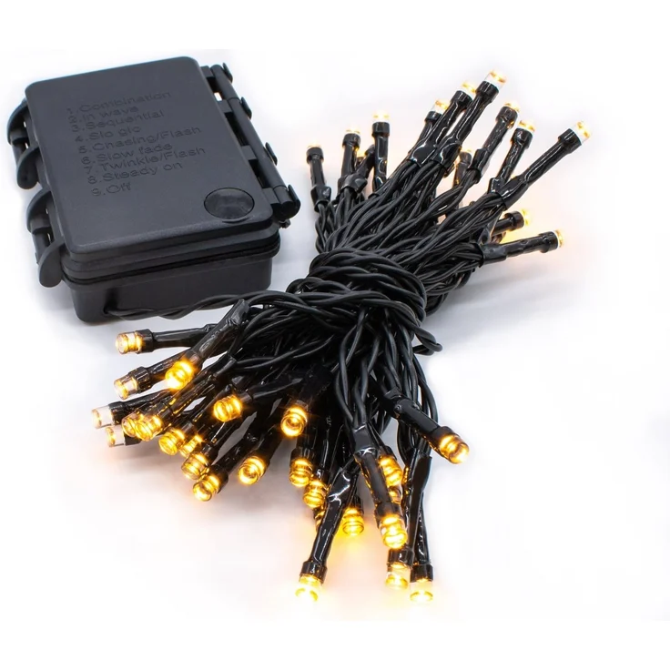 Spetebo LED-Lichterkette Außen Lichterkette warm weiß mit Timer 48 LED, Garten Deko Beleuchtung mit 8 Funktionen - Batterie betrieben – Bild 4