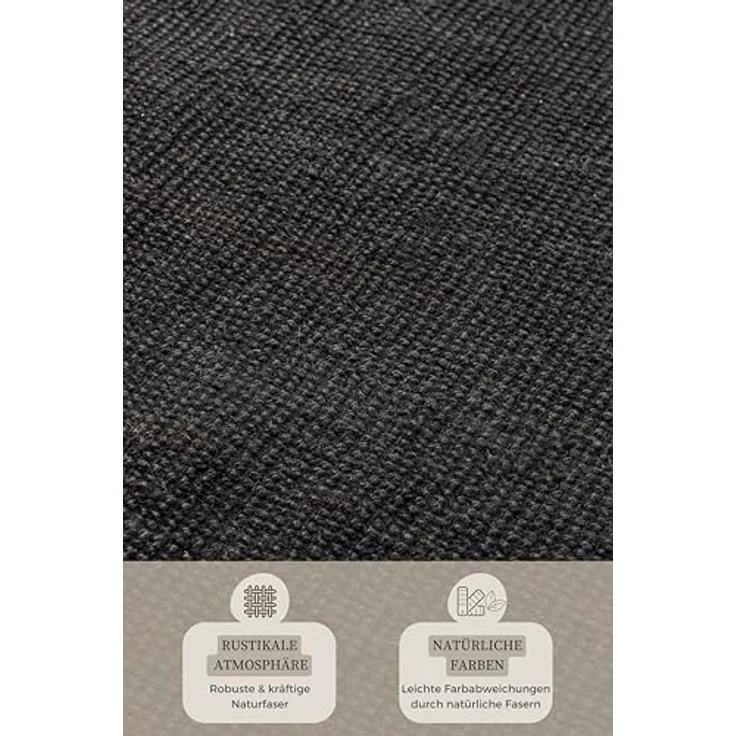 XXXL Flachwebeteppich Bouclé, Schwarz, rechteckig, 60x90 cm, Oeko-Tex® Standard 100, für Fußbodenheizung geeignet, beidseitig verwendbar, pflegeleicht und strapazierfähig – Bild 3