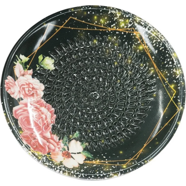 Kaladia Multireibe Reibeteller in Schwarz mit rosa Rose, Keramik, handbemalte Küchenreibe - Made in Spain – Bild 1