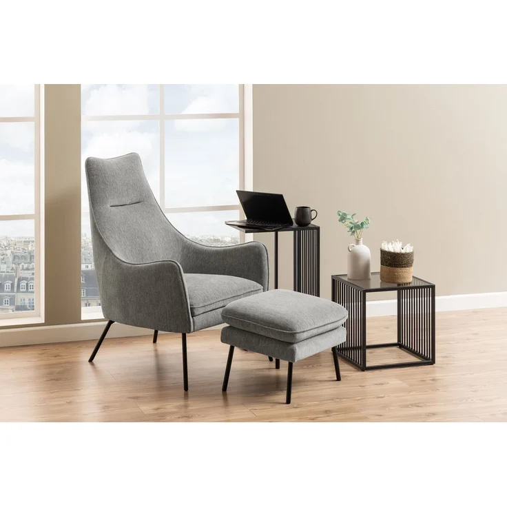 Beistelltisch >Strington< in schwarz, MDF, Stahl - 35x63x43cm (BxHxT) – Bild 3