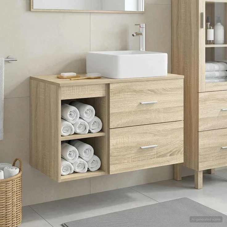 vidaXL Badezimmerschrank-Set 2 stk. Sonoma-Eiche 83 x 35 x 80 cm 3403898 – Bild 1