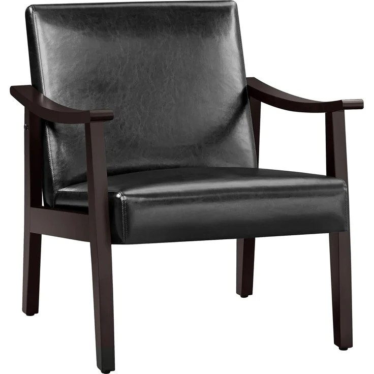 Yaheetech Relaxsessel Retro Loungesessel Polsterstuhl Fernsehsessel Lesesessel Einzelsofa bis 136 kg Belastbar für Wohnzimmer/Empfangsraum/Heimkino/Schlafzimmer Schwarz – Bild 1