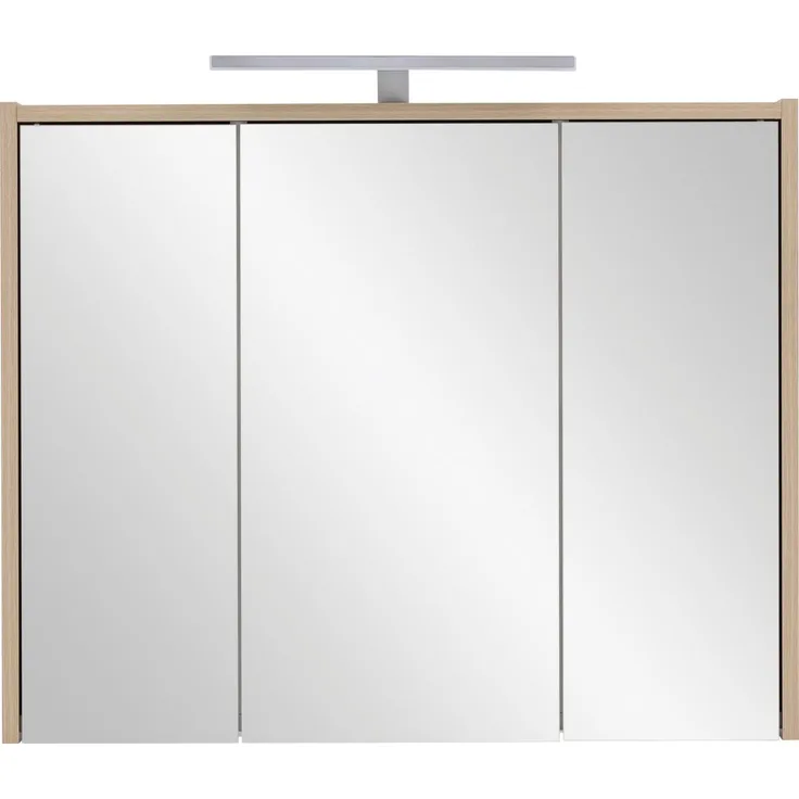 SCHILDMEYER Spiegelschrank Badezimmerschrank mit LED-Leuchte Eiche Hell 74 x 60 x 16