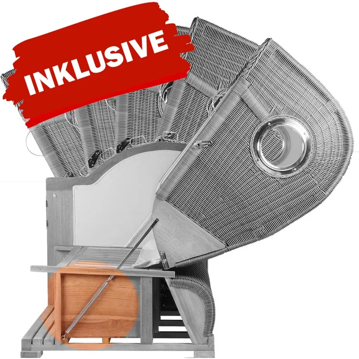 Strandkorb Komplettset - bene living - Ammersee Teak - PE grau - Modell 504 - inkl. Liftersystem – Bild 7