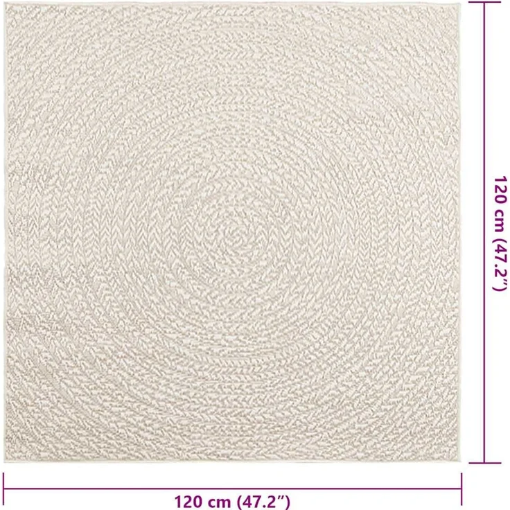 vidaXL Teppich ZIZUR Creme 120x120 cm Jute-Optik Indoor und Outdoor 4010376 – Bild 9