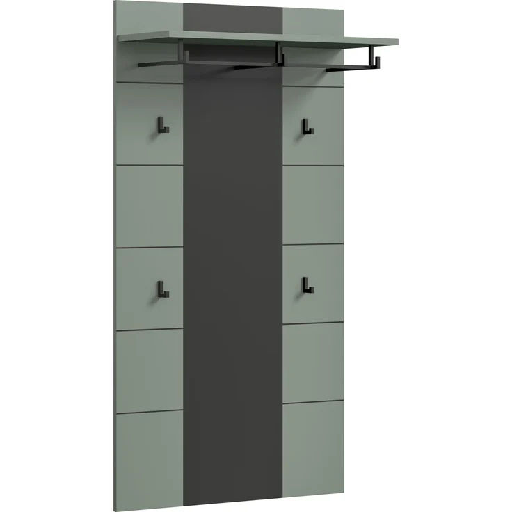 Garderobenpaneel >Canu< in Basalt Grau / Smoke Green - 141x80x29cm (BxHxT) – Bild 1
