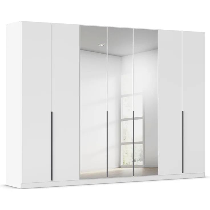 Rauch Möbel Alabama, Kleiderschrank für Schlafzimmer, Kinderzimmer, Wohnzimmer, Garderobe, Flur, 7-türig, Spiegel, mit Zubehör Premium, Farbe Weiß, Breite 315 cm
