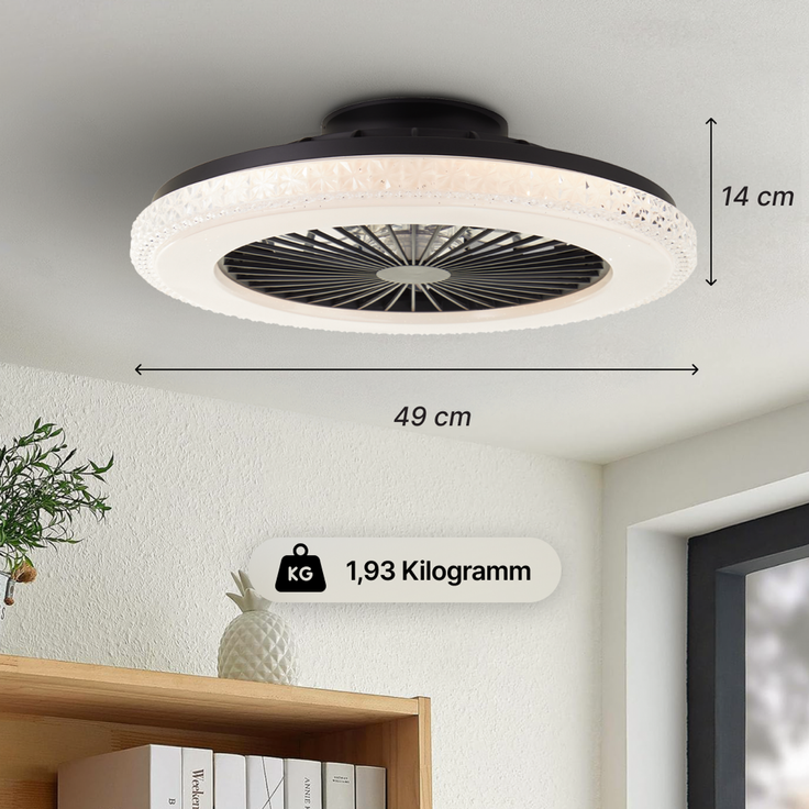 Brilliant LED Deckenlampe mit Ventilator, 49 cm Ø - RGB-Frontlicht & CCT-Zentralbeleuchtung, dimmbar, mit Farbwechsel & Fernbedienung – Bild 8
