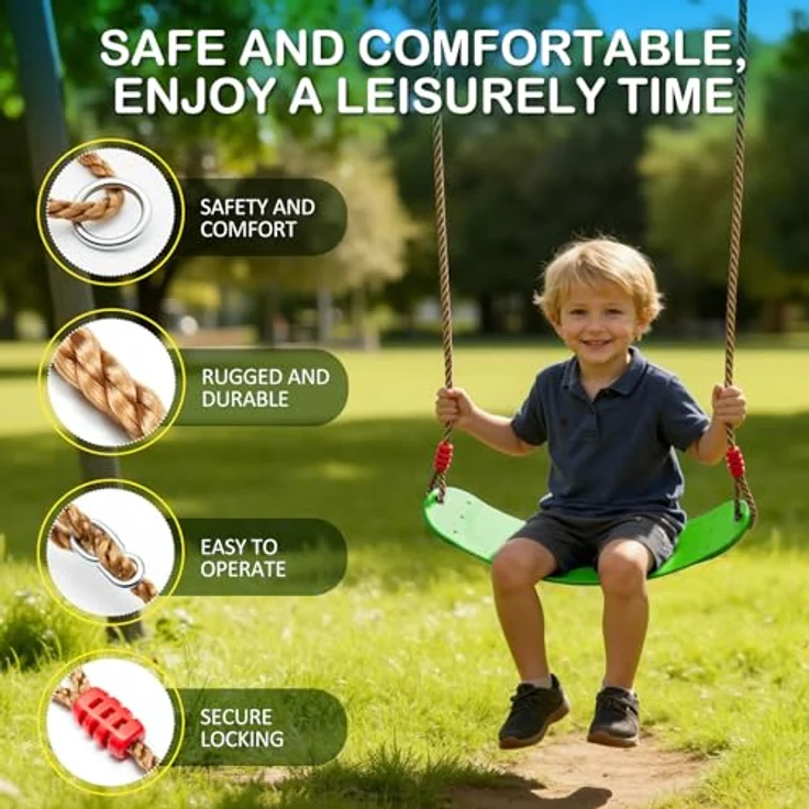 EXTSUD Schaukel Outdoor, Elastischer Kinderschaukel Eva weichen Bord U-Schaukel Brettschaukel Schaukelsitz Schaukelbrett Garten Spielzeug Kinder, Grün – Bild 5