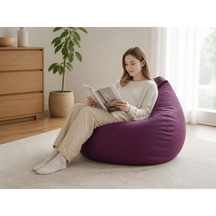 Sitzsack-Hülle ohne Füllmaterial, Lila, 90 x 110 cm, Stoffbezug für Innen- und Außenbereich – Bild 2