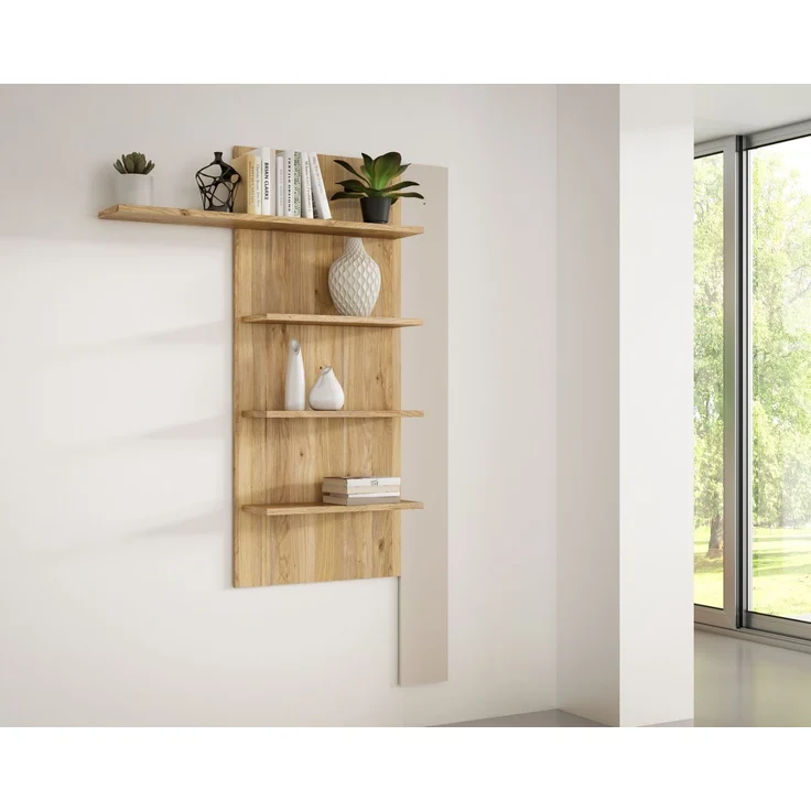 Wandregal >BREATHTAKER< 4 Böden, Sand / Mauvella Eiche Dekor - 132,5x190x21,9cm (BxHxT) – Bild 2