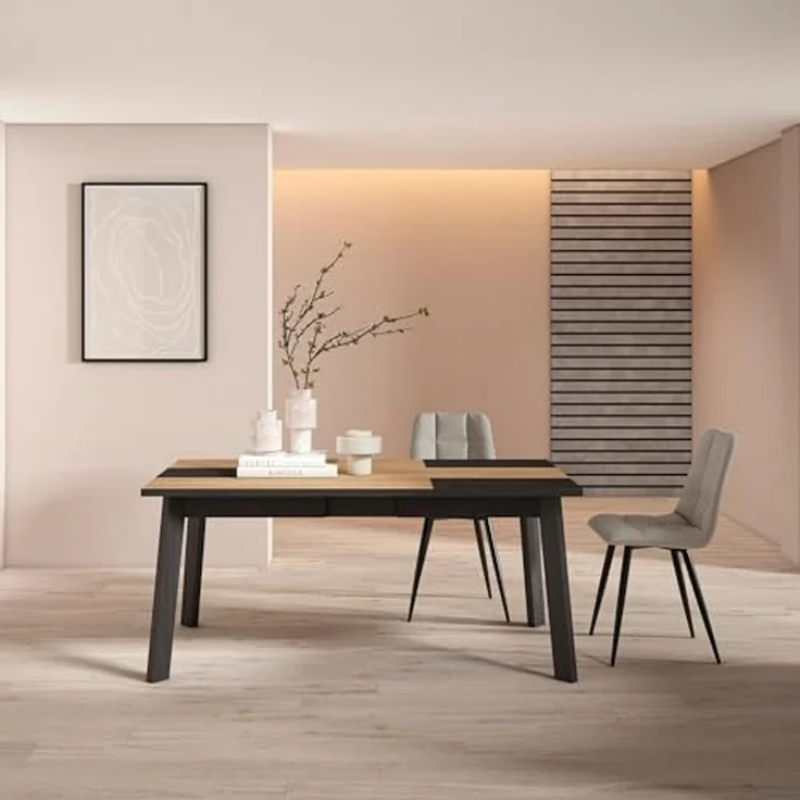 Skraut Home | Esszimmertisch | Küchentisch, Esstisch | 170 | Für 8 Gäste | Hölzerne Beine | Moderner Stil | Eiche Schwarz – Bild 2