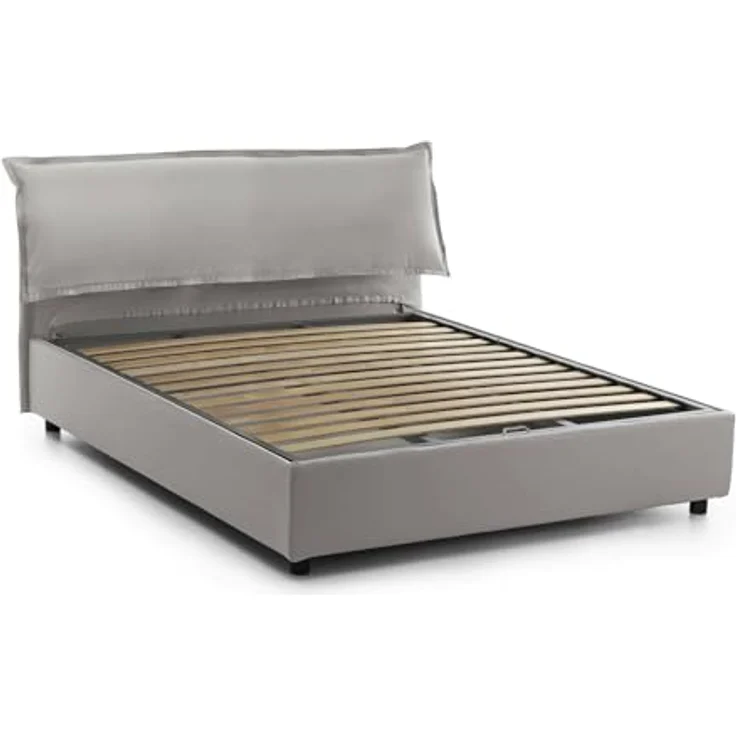 Talamo Italia - Clorinda Doppelbett, Bettkasten mit abnehmbarem Bezug, gepolstertem Kopfteil und Bettkastenrahmen, 100 % Made in Italy, inklusive Matratze 160x200 cm, Grau – Bild 5