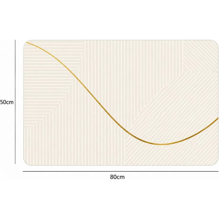 R2 Invest Badematte Beige 50x80 cm, geometrisches Muster mit rutschfester Unterseite, wasserabweisend und schnelltrocknend
