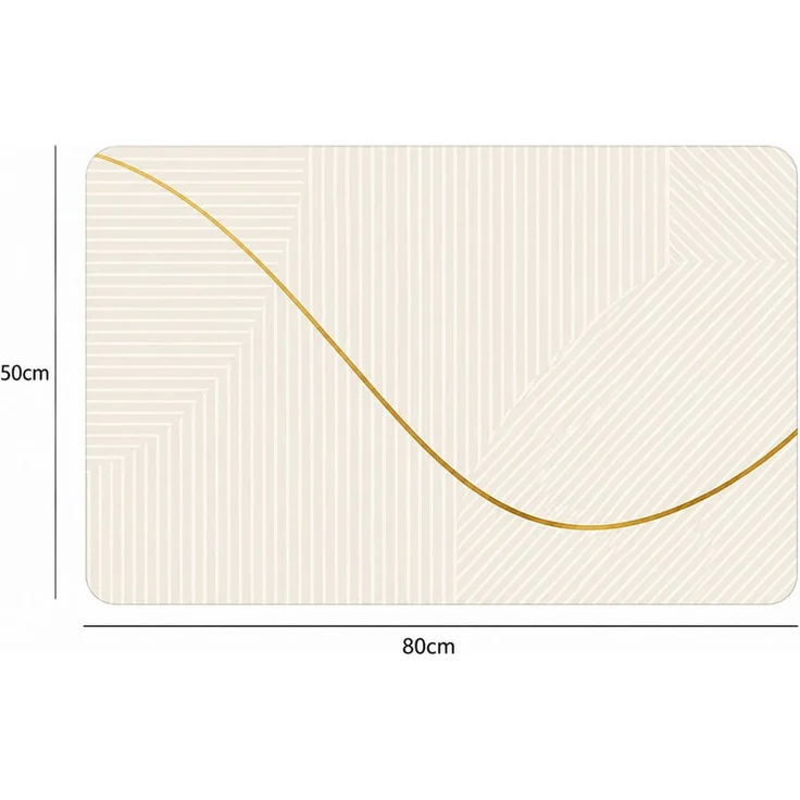 R2 Invest Badematte Beige 50x80 cm, geometrisches Muster mit rutschfester Unterseite, wasserabweisend und schnelltrocknend