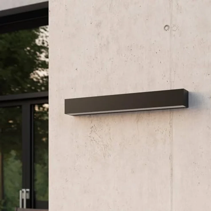 Lucande LED Wandleuchte Lengo, moderne Außenwandleuchte in Schwarz aus Aluminium, 1-flammig, IP65 Schutz, energiesparendes LED Leuchtmittel inklusive – Bild 4