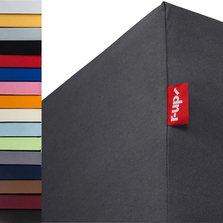 r-up Beste Spannbettlaken 140x200-160x220 bis 35cm Höhe anthrazitgrau 95% Baumwolle / 5% Elastan 230g/m²