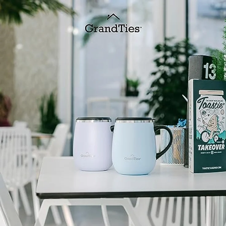 Grandties Isolierter Kaffeebecher mit Griff, Schiebedeckel für spritzwassergeschützte 473 ml, Form Thermosbecher mit doppelwandigem Vakuum-Edelstahl, hält Getränke heiß & kalt–Sanctuary – Bild 10