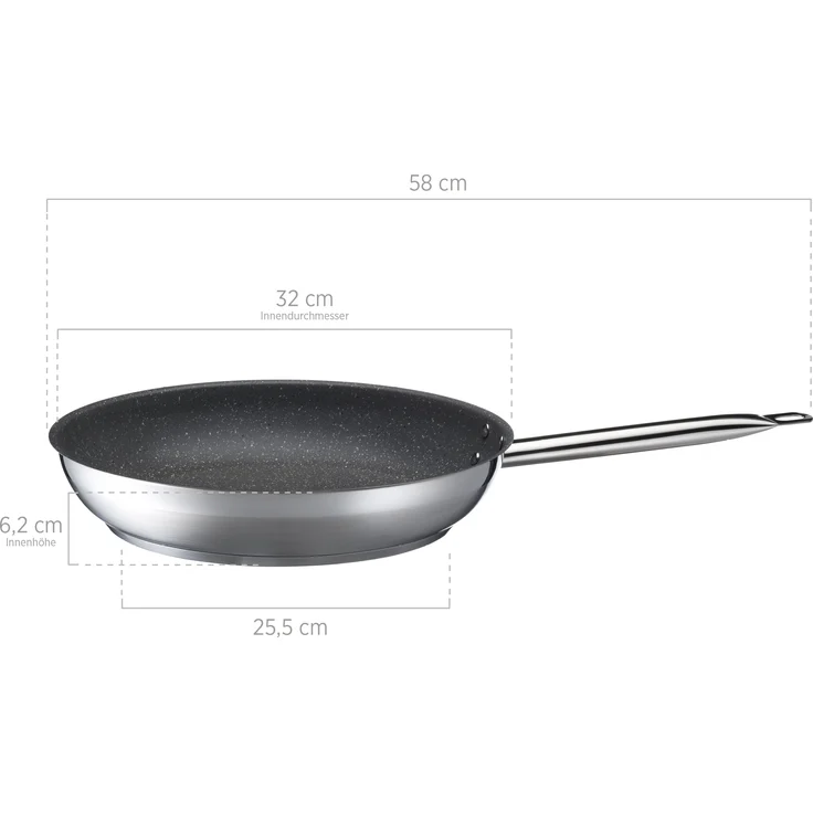 Beschichtete Bratpfanne 32 cm in Gastronomie-Qualität, robuste Pfanne mit hochwertiger Granitec Antihaft Versiegelung, geeignet für Induktion – Bild 2