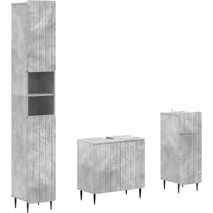 vidaXL 3-teiliges Badezimmer-Schranksystem ZWOLLE Betongrau 3417840 – Bild 2