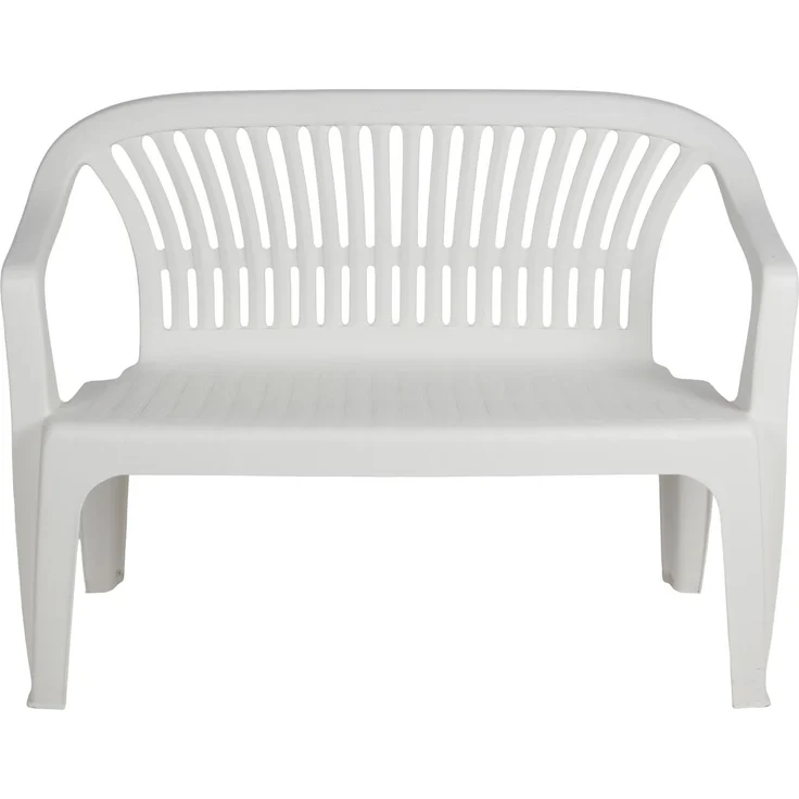 Stapelbank Diva weiß Gartenbank Parkbank Gartenmöbel Terrasse Balkon Outdoor Kunststoff 114x55x82cm – Bild 2