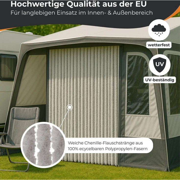 Flauschvorhang 100x200 ( Weiß ), perfekter Insekten- und Sichtschutz für Ihre Balkon- und Terrassentür, viele Farben – Bild 6