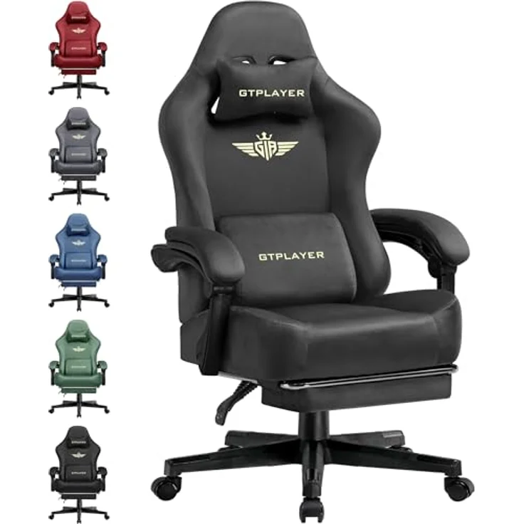 GTPLAYER Gaming Stuhl, Atmungsaktiver Bürostuhl, bürostuhl ergonomisch, Hochwertiger - Stoff, Ergonomischer PC Stuhl, 160° Verstellbare Rückenlehne und ausziehbare Fußstütze, Grau – Bild 2