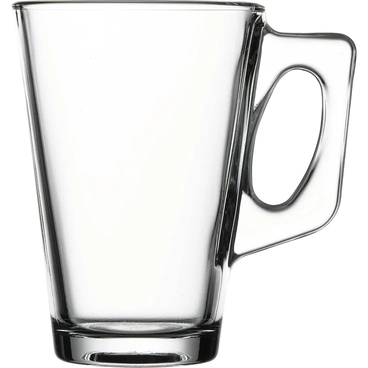 Pasabahce, 2-er Set Vela Style 55201 Tee oder Kaffee Glastasse mit Henkel, ca. 250 ml Fassungsvermögen