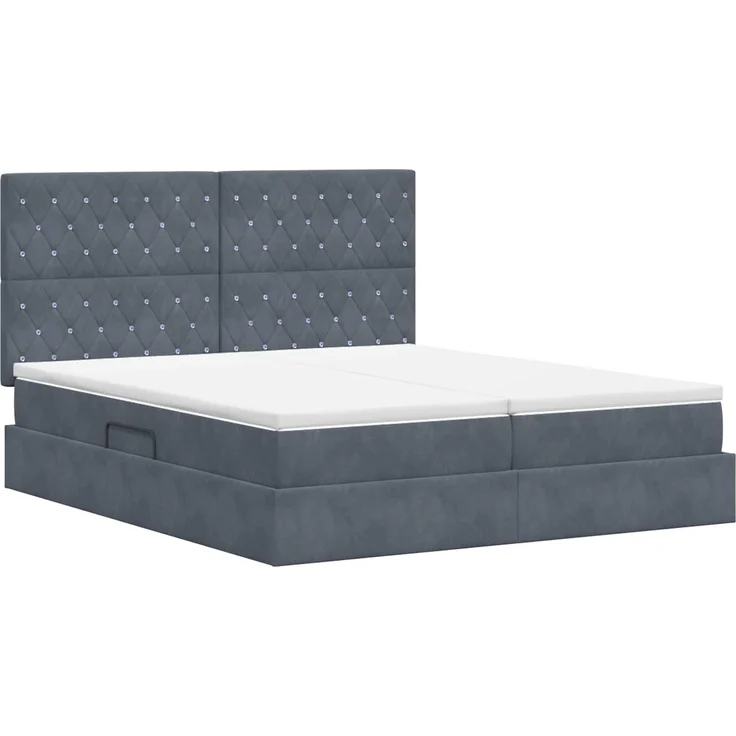 vidaXL Aufbewahrungsbett mit Kopfteil Dunkelgrau 180 x 200 cm Samt 3459814 – Bild 8