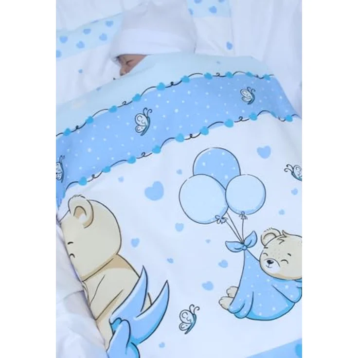 Kinderwagenset Baby Bettwäsche für Kinderwagen Bezüge Decke Kissen 2-4 tlg (Blau, 2 tlg) – Bild 3