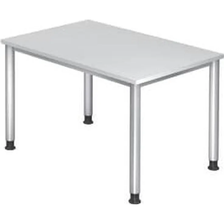 Schreibtisch HS12 4-Fuß rund 120x80cm Weiß Gestellfarbe: Silber